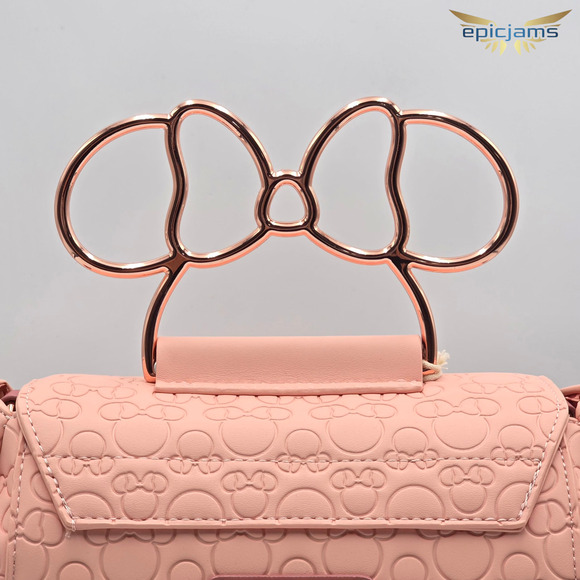 Loungefly Disney Minnie Mouse Embossed Blush Pink  Crossbody Bag Purse New - Picture 6 of 8